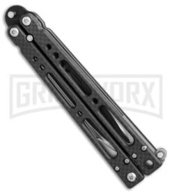Bear OPS Bear Song IV Carbon Fiber Balisong Butterfly Knife - Black Plain -Kershaw Store bear ops song IV cf black B 400 CF B BHQ 50069 er side large