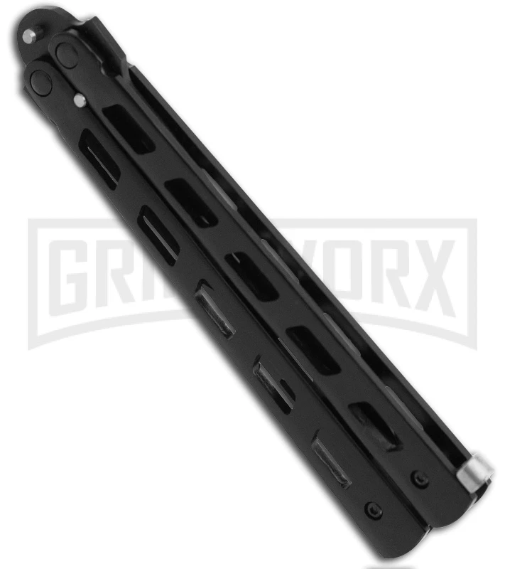 Monarch Strap Cutter Balisong Butterfly Knife Trainer - Black Plain 5 Monarch Strap Cutter Balisong Butterfly Knife Trainer - Black Plain - Image 3