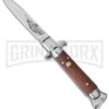 9" Medteh Russian Stiletto Automatic Knife - Satin Plain -Kershaw Store brass button russian stiletto cm large