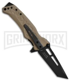 Camillus Canyon GB 8 Tan GRN Spring Assisted Knife - Black Plain -Kershaw Store camillus canyon GB 8 sa tan grn black BP 30132 jr back large