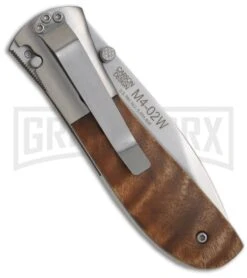 CRKT Carson Burl Wood Spring Assist Knife - Satin Plain -Kershaw Store crkt carson m4 02w back large