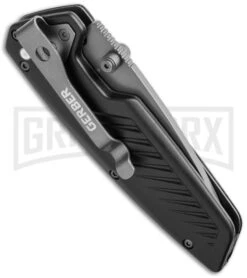 Gerber Fullback AO Black Plastic Spring Assisted Knife - Gray Plain -Kershaw Store gerber fullback ao 31 003011 side cm large
