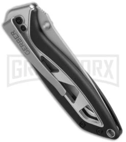 Gerber Knives Outrigger AO Black/Silver Assisted Opening Knife - Satin Plain -Kershaw Store gerber outrigger 000689 side large