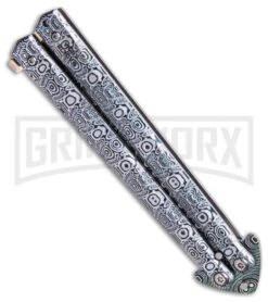 Chalkhill Balisong Black Butterfly Knife - Spear Point Pattern Finished -Kershaw Store green white painted balisong butterfly knife GX 37634 td side large