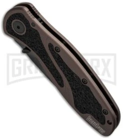 Kershaw Blur Brown Assisted Opening Knife - Tanto Tiger Stripe Serr -Kershaw Store kershaw blur ser 1670brnttsst bottom cm large