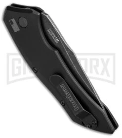 Kershaw Launch 1 Black Aluminum Automatic Knife - Blackwash Plain -Kershaw Store kershaw launch 1 blackwash 7100BW BHQ 27374 dl side large