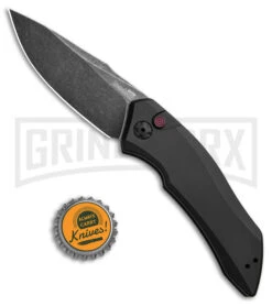 Kershaw Launch 1 Black Aluminum Automatic Knife - Blackwash Plain -Kershaw Store kershaw launch 1 blackwash 7100BW BHQ 27374 jr bottlecap large