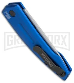 Kershaw Launch 2 Blue Aluminum Automatic Knife - Stonewash Plain -Kershaw Store kershaw launch auto 2 sw 7200blusw side cm large