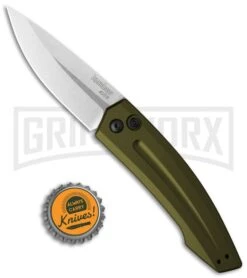 Kershaw Launch 2 OD Green Aluminum Automatic Knife - Stonewash Plain -Kershaw Store kershaw launch auto 2 sw 7200swol cm bhq 32693 jr bottlecap large