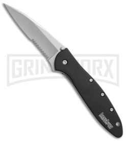 Kershaw Leek Black Assisted Opening Knife - Bead Blast Serr