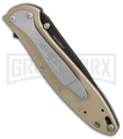Kershaw Leek Desert Sand Assisted Opening Knife - Bead Blast Plain -Kershaw Store kershaw leek desert sand KS1660DSBLK BHQ 49608 er side large
