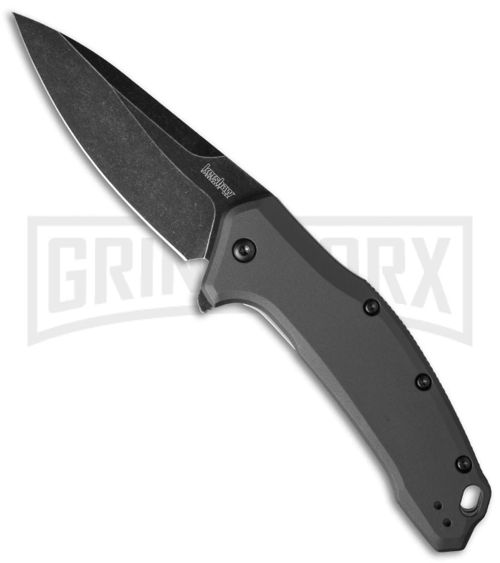 Kershaw Link Liner Lock Knife Gray Aluminum BlackWash Drop Point 3 Kershaw Link Liner Lock Knife Gray Aluminum BlackWash Drop Point