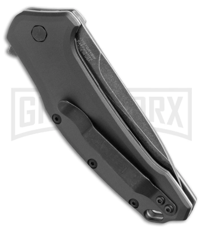 Kershaw Link Liner Lock Knife Gray Aluminum BlackWash Drop Point 4 Kershaw Link Liner Lock Knife Gray Aluminum BlackWash Drop Point - Image 2