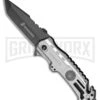 M-Tech USMC Semper Fi Tanto Gray Aluminum Spring Assisted Knife - Black Plain -Kershaw Store m tech USMC SEMPER fi tanto gray alum sa black BP 28528 jr 2 large