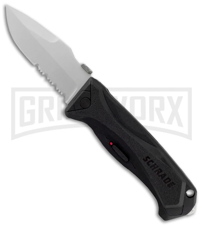 Schrade Black MAGIC Spring Assisted Knife - Bead Blast Serr 3 Schrade Black MAGIC Spring Assisted Knife - Bead Blast Serr