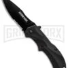 Schrade Black MAGIC Spring Assisted Knife - Black Serr -Kershaw Store schrade scha7bs large
