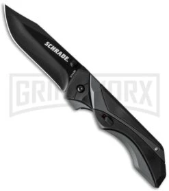 Schrade SCHA8B 24/7 MAGIC Gray/Black Spring Assisted Knife - Black Plain