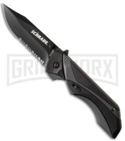 Schrade SCHA8BS 24/7 MAGIC Gray/Black Spring Assisted Knife - Black Serr