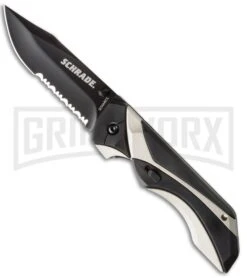 Schrade SCHA8CS 24/7 MAGIC Champagne/Black Spring Assisted Knife - Black Serr