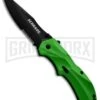 Schrade Large Green Spring Assisted Knife - Black Serr -Kershaw Store schrade schha7grs large