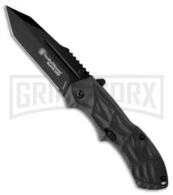 Smith & Wesson Black Ops Gray Spring Assist Knife - Tanto Black Plain