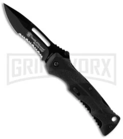 Smith & Wesson Black Ops Black Spring Assist Knife - Black Serr