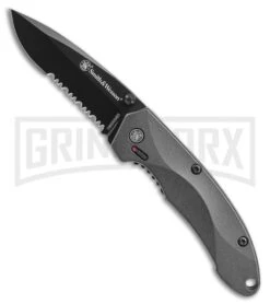 Smith & Wesson Mini S.W.A.T. Gray Aluminum Spring Assisted Knife - Black Serr