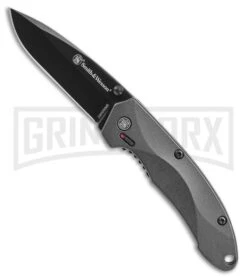 Smith & Wesson Mini S.W.A.T. Gray Aluminum Spring Assisted Knife - Black Plain