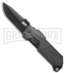 Smith & Wesson Grey Spring Assisted Knife - Black, Plain