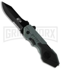 Smith & Wesson Blue Military & Police Spring Assisted Knife - Black Serr