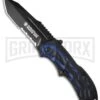 Smith & Wesson Black Ops Smoked Blue Spring Assisted Knife - Tanto Black Serr -Kershaw Store smith wesson black ops ser swblop3tbls bhq 8074 jr front large