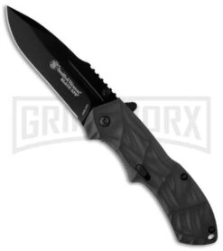Smith & Wesson Black Ops Gray Spring Assisted Knife - Black Plain