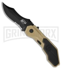 Smith & Wesson Desert MAGIC Tan Spring Assist Knife - Black Serr
