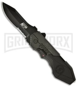 Smith & Wesson Black Military & Police Spring Assisted Knife - Black Serr