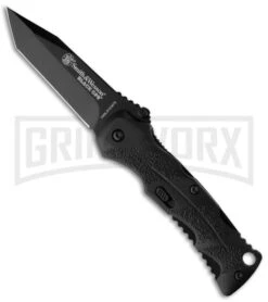 Smith & Wesson Mini Black Ops Black Spring Assist Knife - Tanto Black Plain