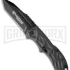 Smith & Wesson Mini Black Ops Dk Grey Spring Assisted Knife - Tanto Black Plain 1 Smith & Wesson Mini Black Ops Dk Grey Spring Assisted Knife - Tanto Black Plain -Kershaw Store smith wesson small black ops swblop3smt large