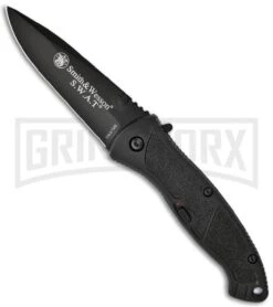 Smith & Wesson Medium SWAT MAGIC Black Spring Assisted Knife - Black Plain