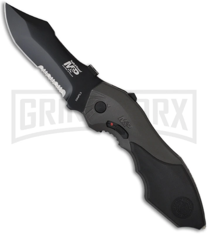 Smith & Wesson Grey MAGIC Spring Assist Knife - Black Serr 3 Smith & Wesson Grey MAGIC Spring Assist Knife - Black Serr