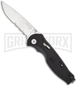 SOG Flash I Black Zytel Spring Assisted Knife - Satin Serr