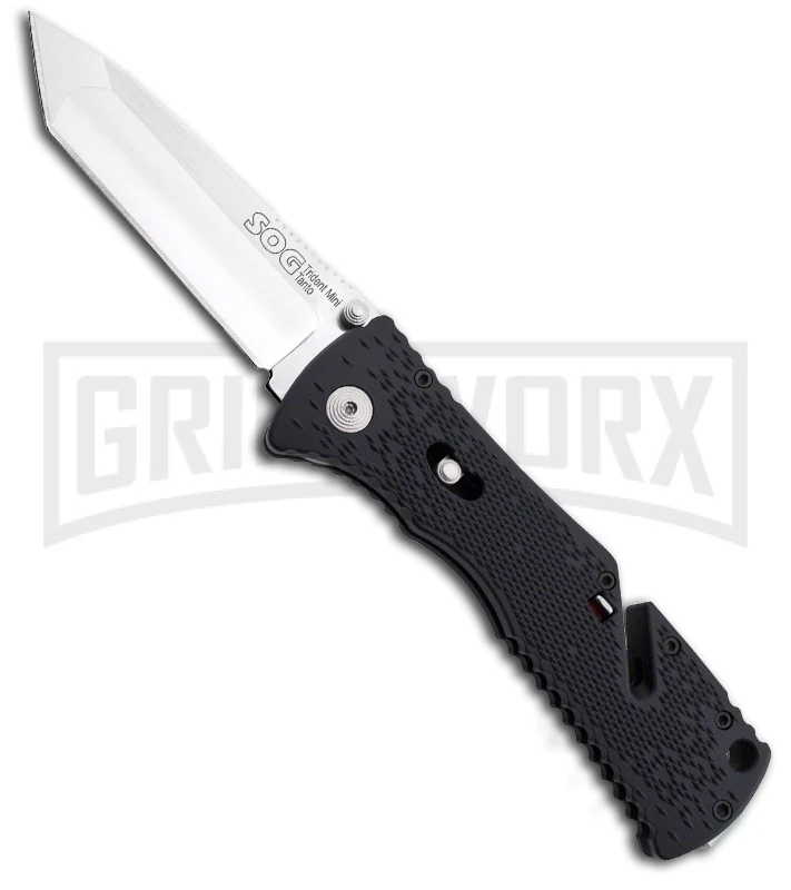 SOG Trident Mini Tanto Spring Assisted Knife - Satin Plain 3 SOG Trident Mini Tanto Spring Assisted Knife - Satin Plain
