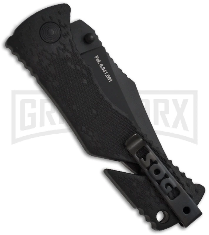 SOG Trident TF-7 Black Spring Assisted Knife - Tanto Black Plain 4 SOG Trident TF-7 Black Spring Assisted Knife - Tanto Black Plain - Image 2