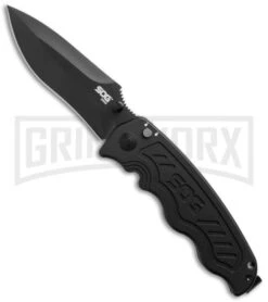 SOG Zoom Black Spring Assisted Knife - Black Plain