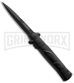 Tac-Force Black Speedster Stiletto-Style Spring Assisted Knife - Black Plain