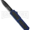 Titan Blue D/A OTF Automatic Knife - Dagger Black Serrated -Kershaw Store titan blue black serr cm large