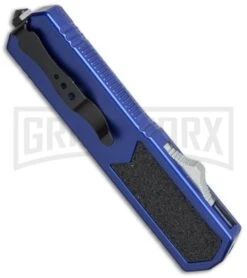 Titan Blue D/A OTF Automatic Knife - Dagger Satin Plain -Kershaw Store titan blue satin side cm large