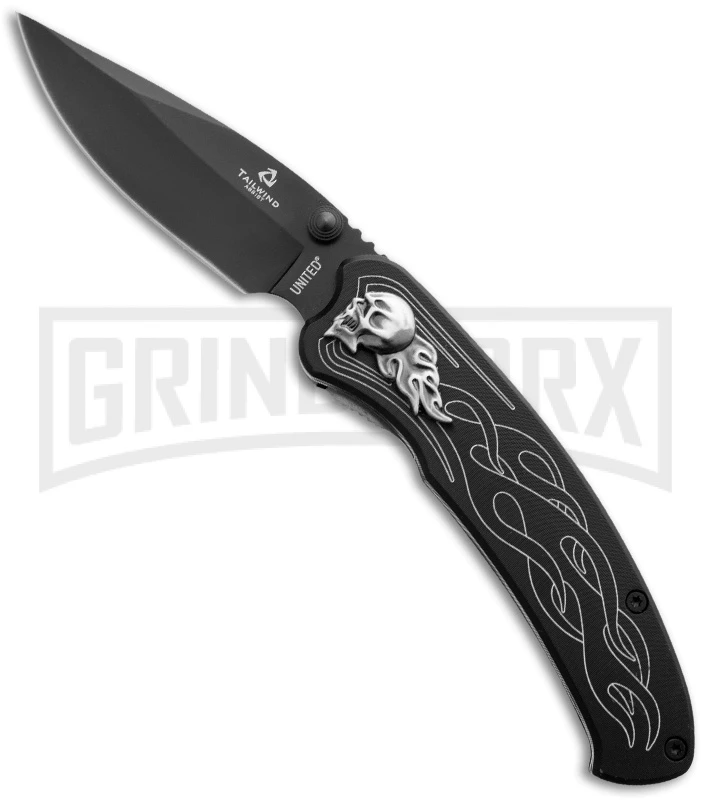 United Cutlery Tailwind Nova Skull Black Spring Assisted Knife - Black Plain 3 United Cutlery Tailwind Nova Skull Black Spring Assisted Knife - Black Plain