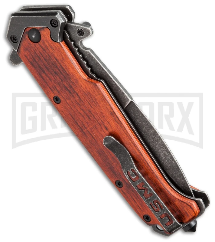 United Cutlery USMC Beachhead Spring Assisted Knife - Black Serr 4 United Cutlery USMC Beachhead Spring Assisted Knife - Black Serr - Image 2