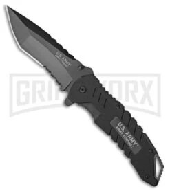 US Army Charge Black G-10 Spring Assisted Knife - Black Serr
