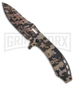 US Marines Camo Spring Assisted Knife - Camo Plain