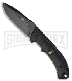 US Army Soldier Black Spring Assisted Knife - Black Plain